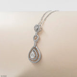 1.5 Carat Golden Halo Drop Pendants 18K White Gold