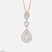 1.5 Carat Golden Halo Drop Pendants 14K Rose Gold