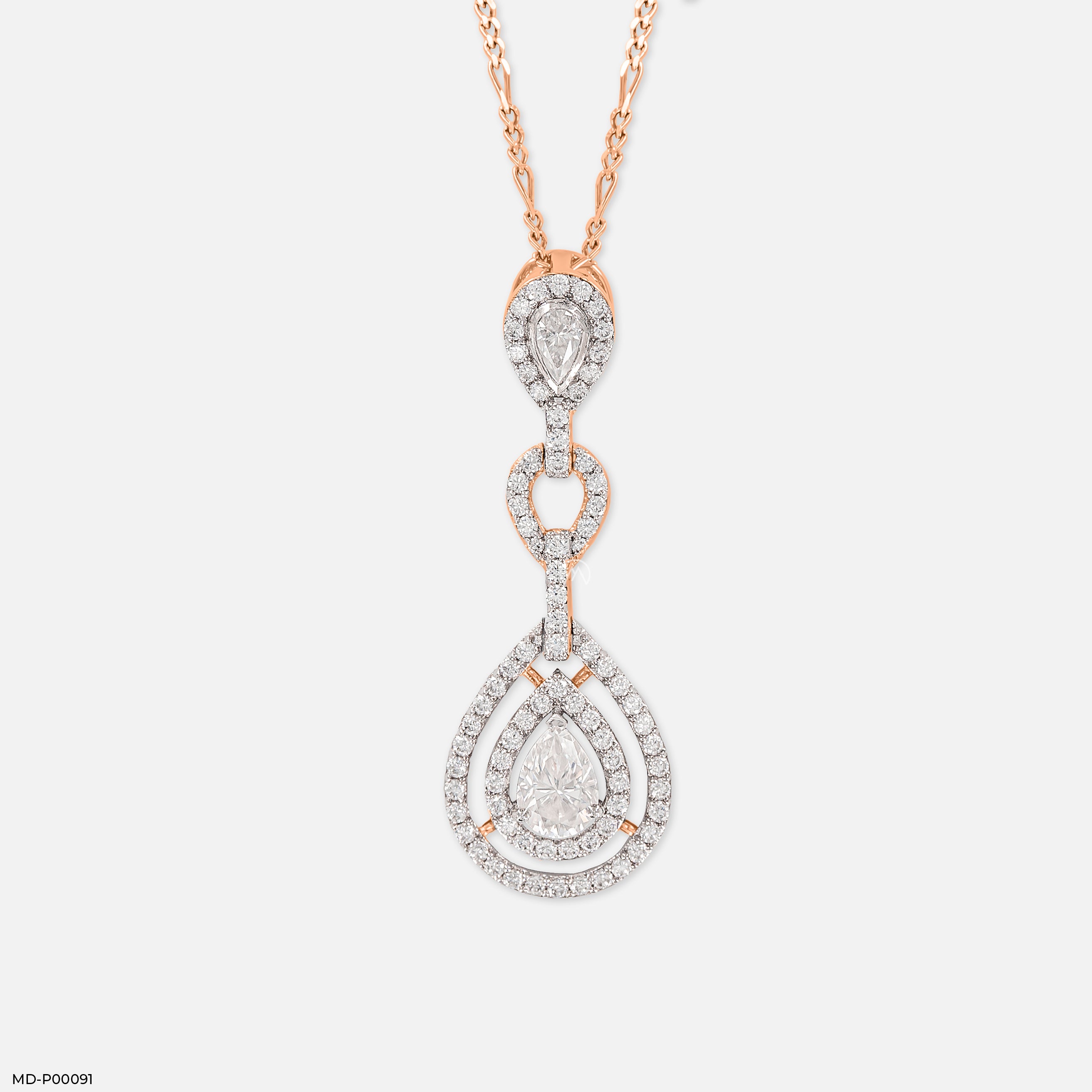 1.5 Carat Golden Halo Drop Pendants 14K Rose Gold