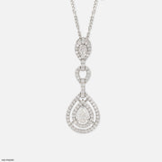 1.5 Carat Golden Halo Drop Pendants 9K White Gold