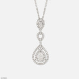 1.5 Carat Golden Halo Drop Pendants 18K White Gold
