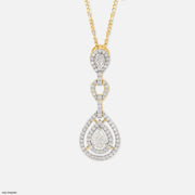 1.5 Carat Golden Halo Drop Pendants 9K Yellow Gold