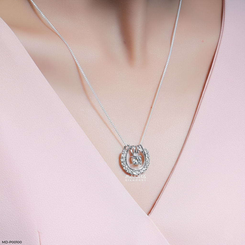 2 Carat Sparkling U Pendants 9K White Gold