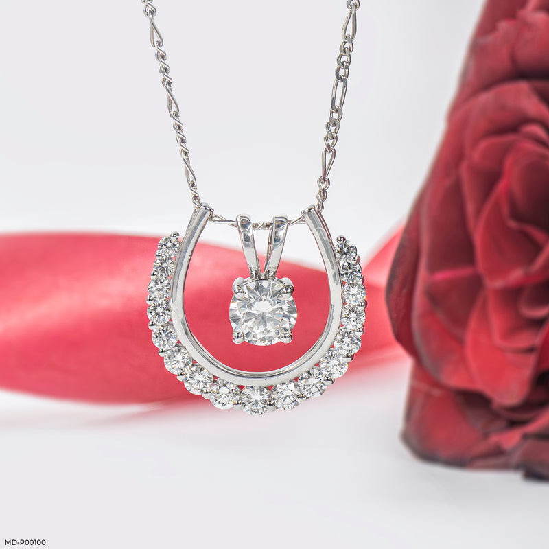 2 Carat Sparkling U Pendants 18K Yellow Gold