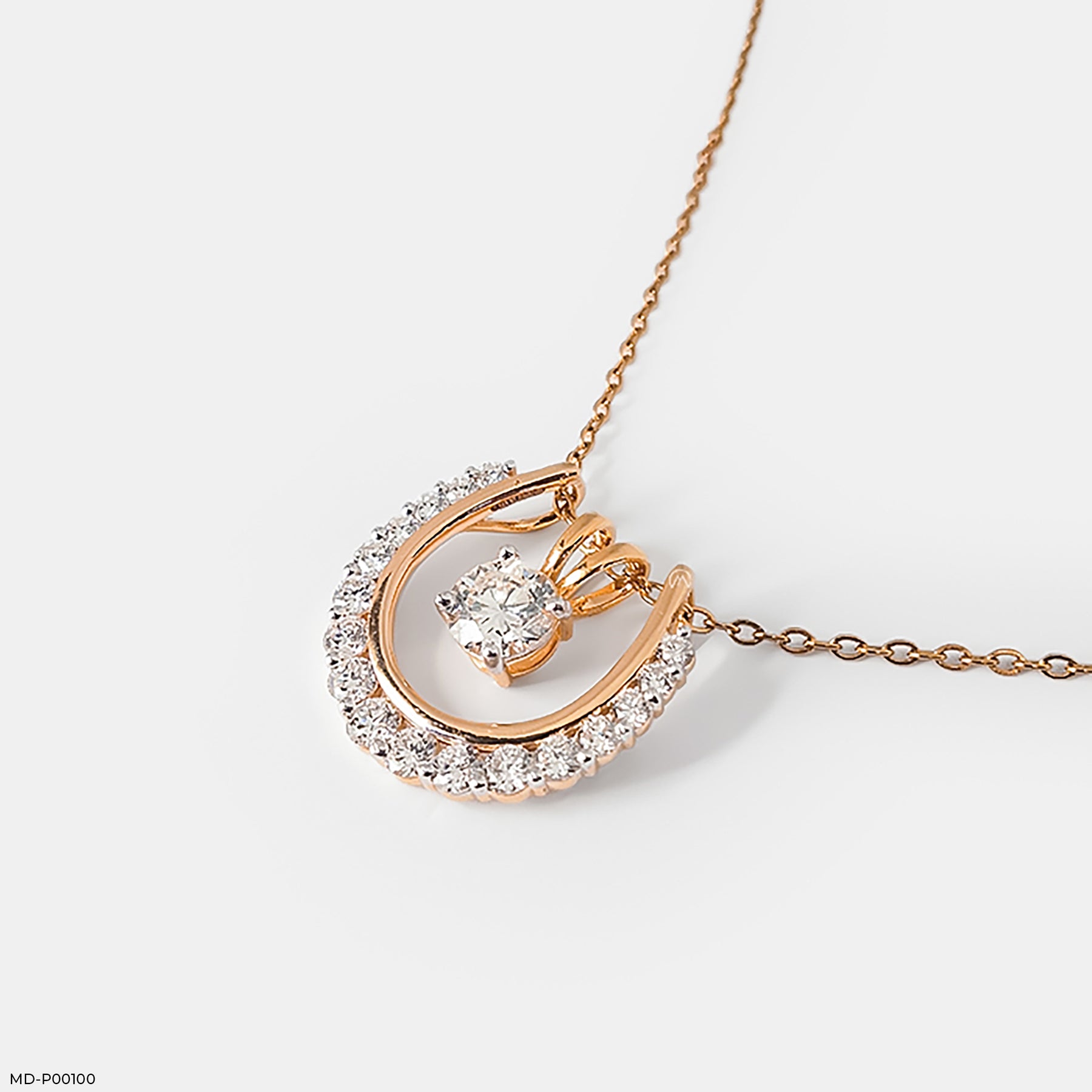 2 Carat Sparkling U Pendants 14K Rose Gold