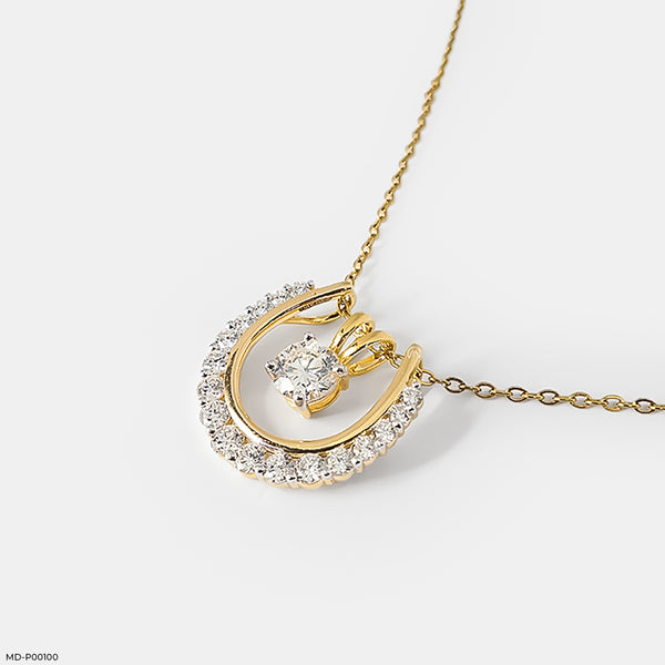 2 Carat Sparkling U Pendants 18K Yellow Gold