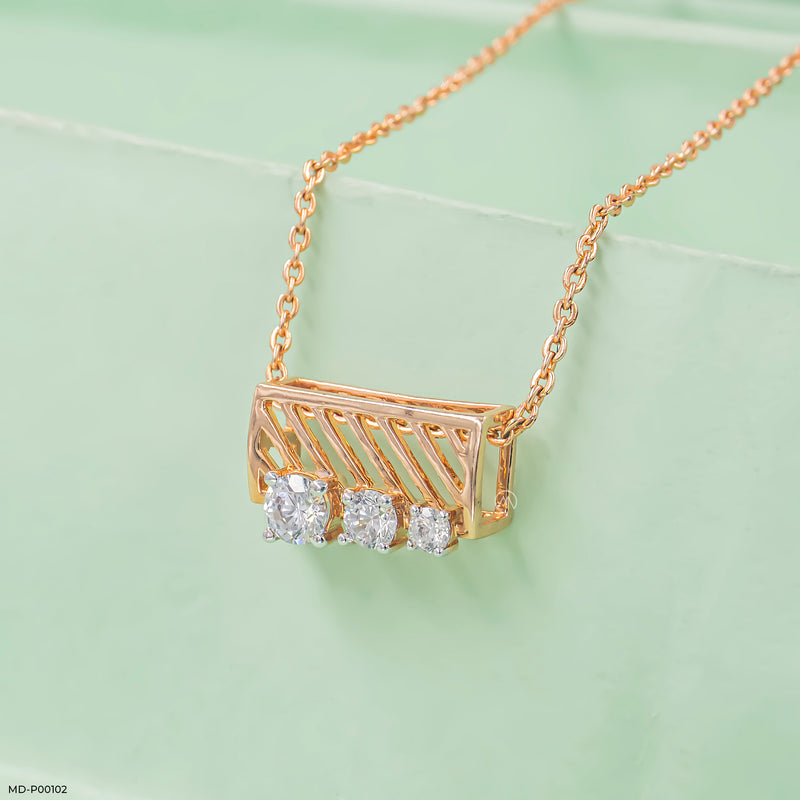 Three-Stone Bar Pendant 14K White Gold
