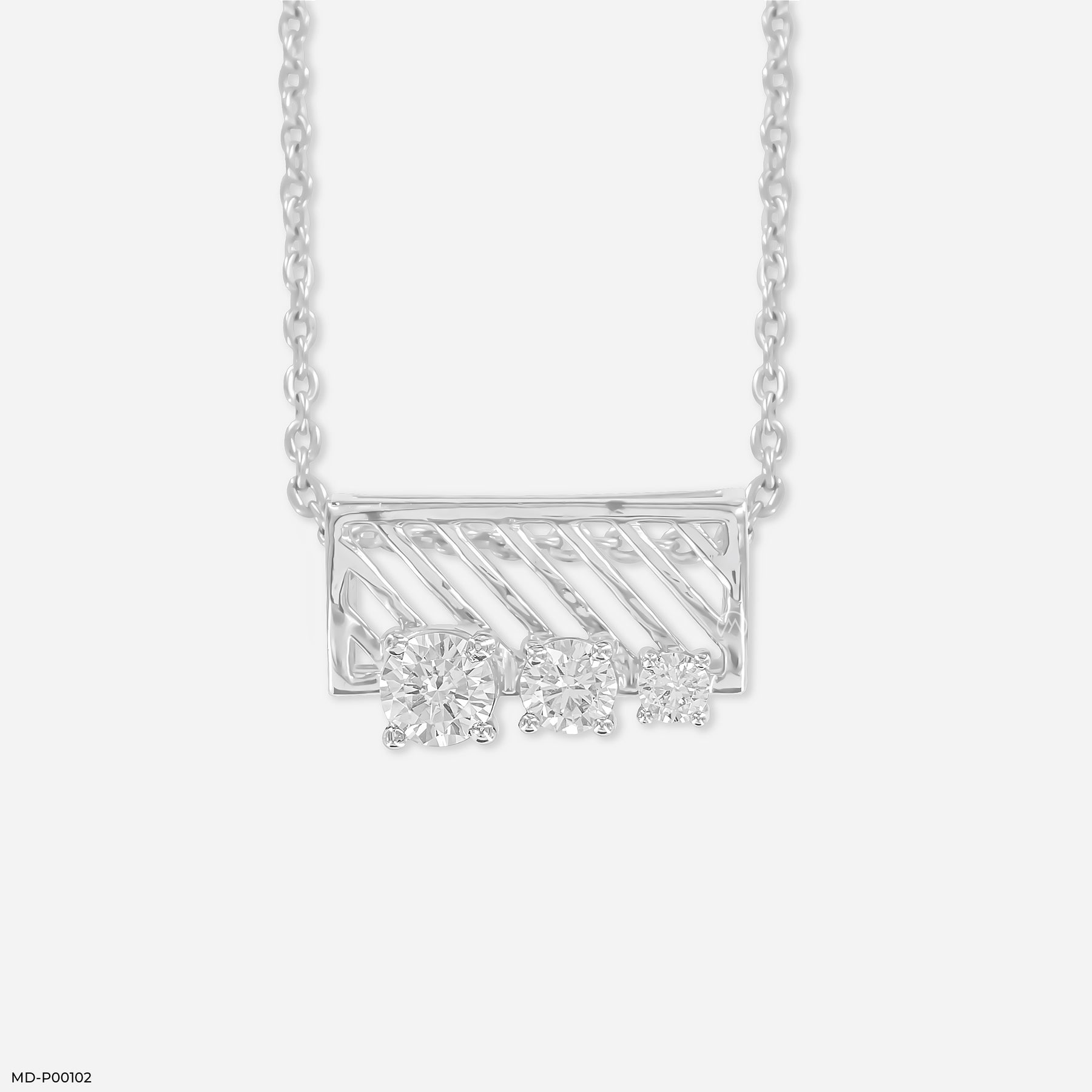 Three-Stone Bar Pendant 9K Rose Gold