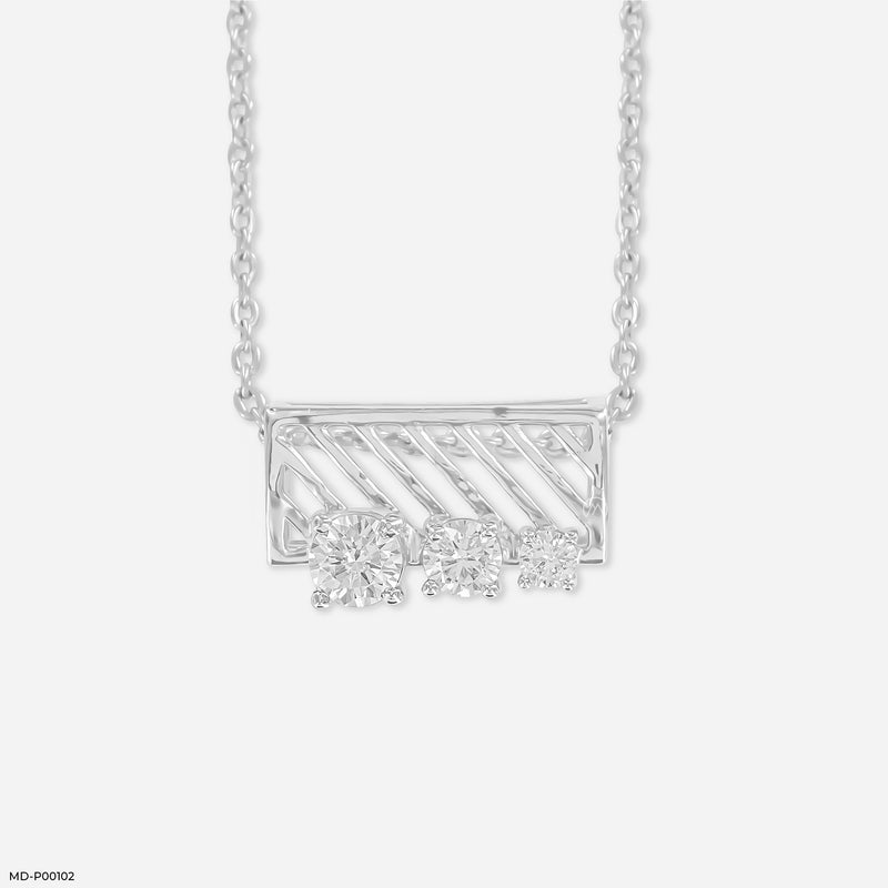 Three-Stone Bar Pendant 14K White Gold