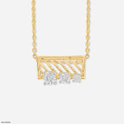 Three-Stone Bar Pendant 9K Yellow Gold