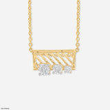 Three-Stone Bar Pendant 14K White Gold