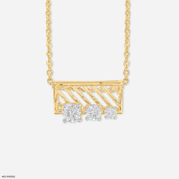 Three-Stone Bar Pendant 18K Yellow Gold