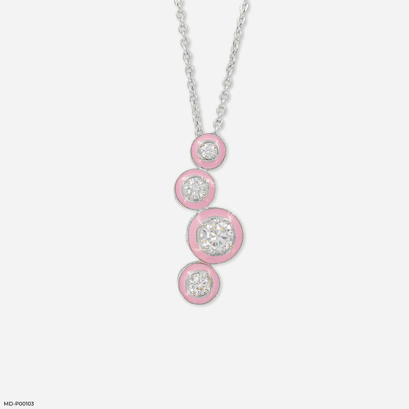 Blush Bloom Cascade Pendant 14K White Gold