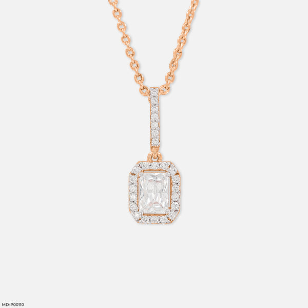 1 Carat Diamond Frame Pendants 14K Rose Gold