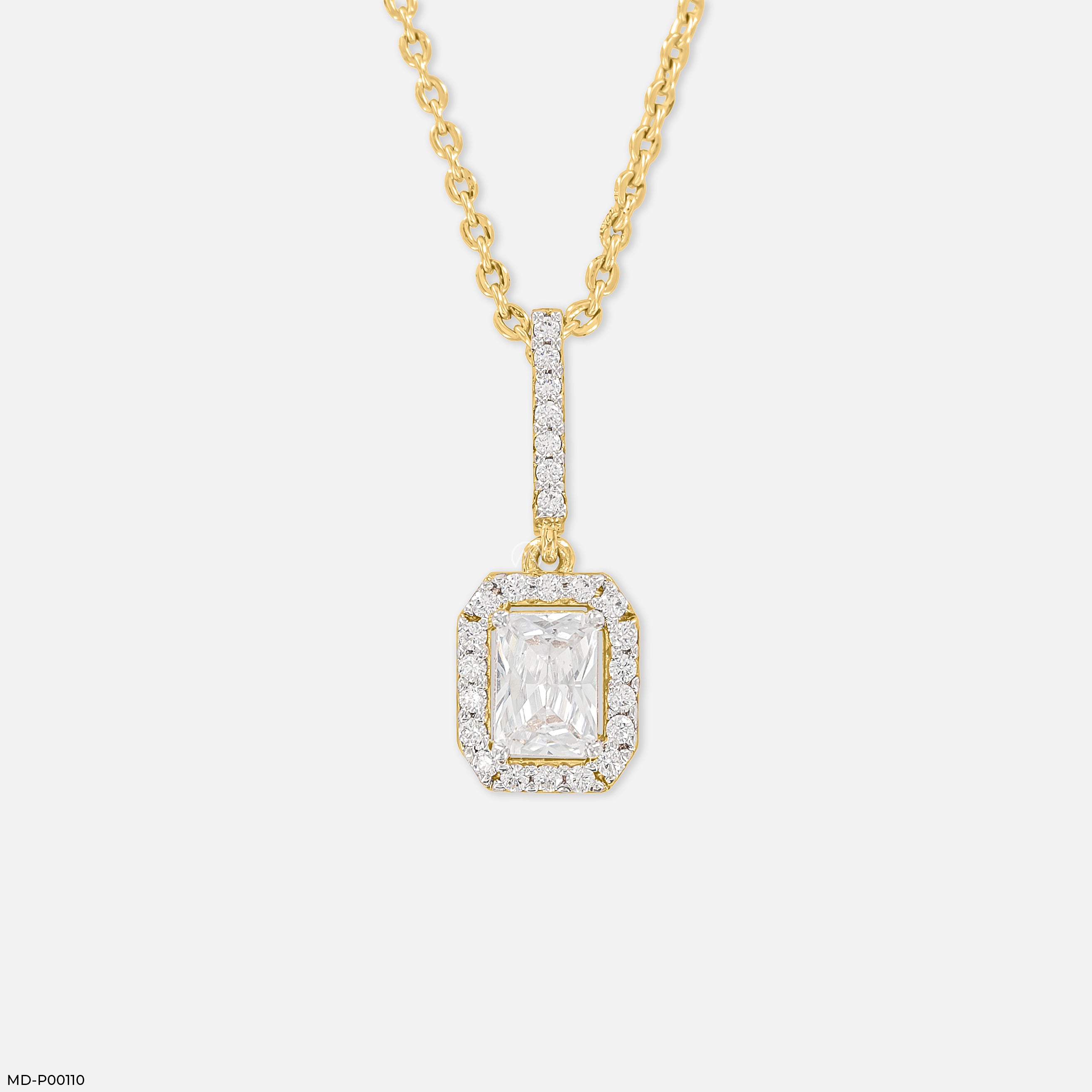 1 Carat Diamond Frame Pendants 18K Yellow Gold