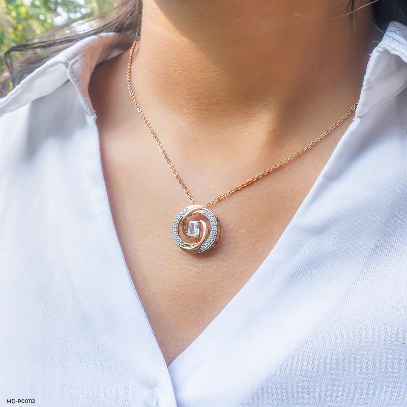 1 Carat Whirl of Love Pendants 14K Rose Gold