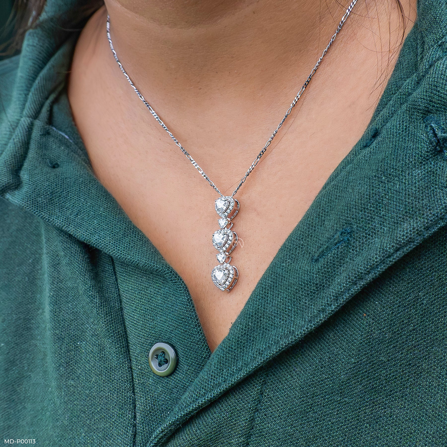 2 Carat Heart Fall Pendants 14K White Gold