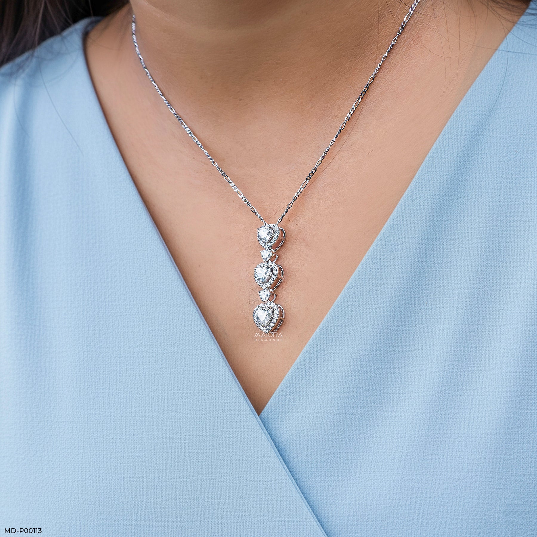 2 Carat Heart Fall Pendants 9K White Gold