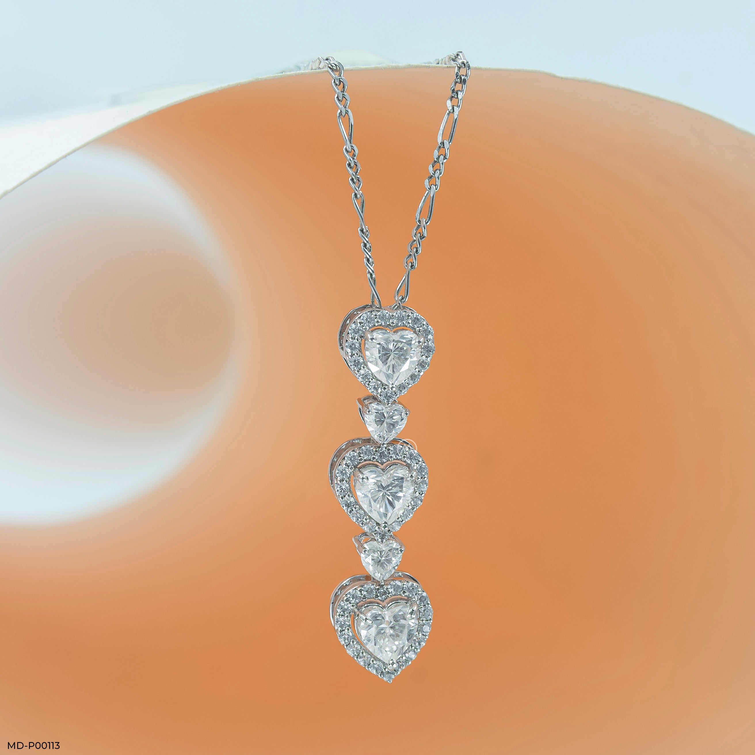 2 Carat Heart Fall Pendants Platinum 950