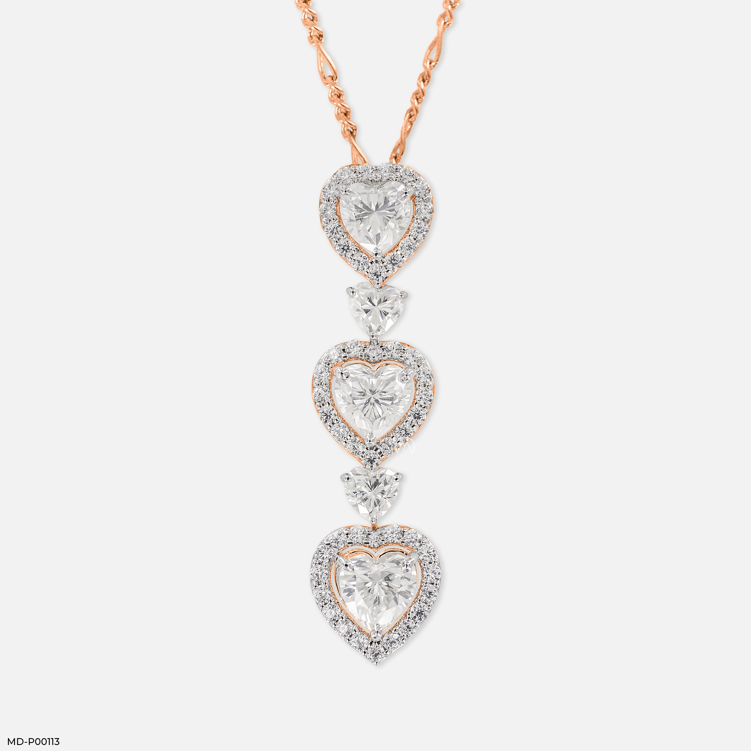 2 Carat Heart Fall Pendants 14K Rose Gold
