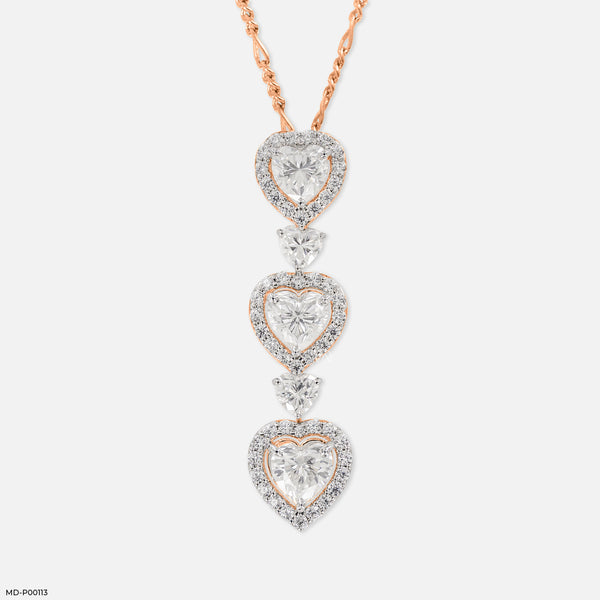 2 Carat Heart Fall Pendants 14K Rose Gold