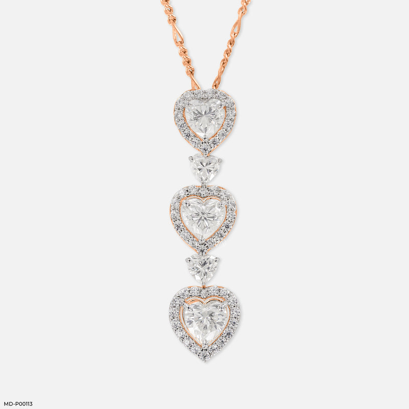 2 Carat Heart Fall Pendants 18K Rose Gold