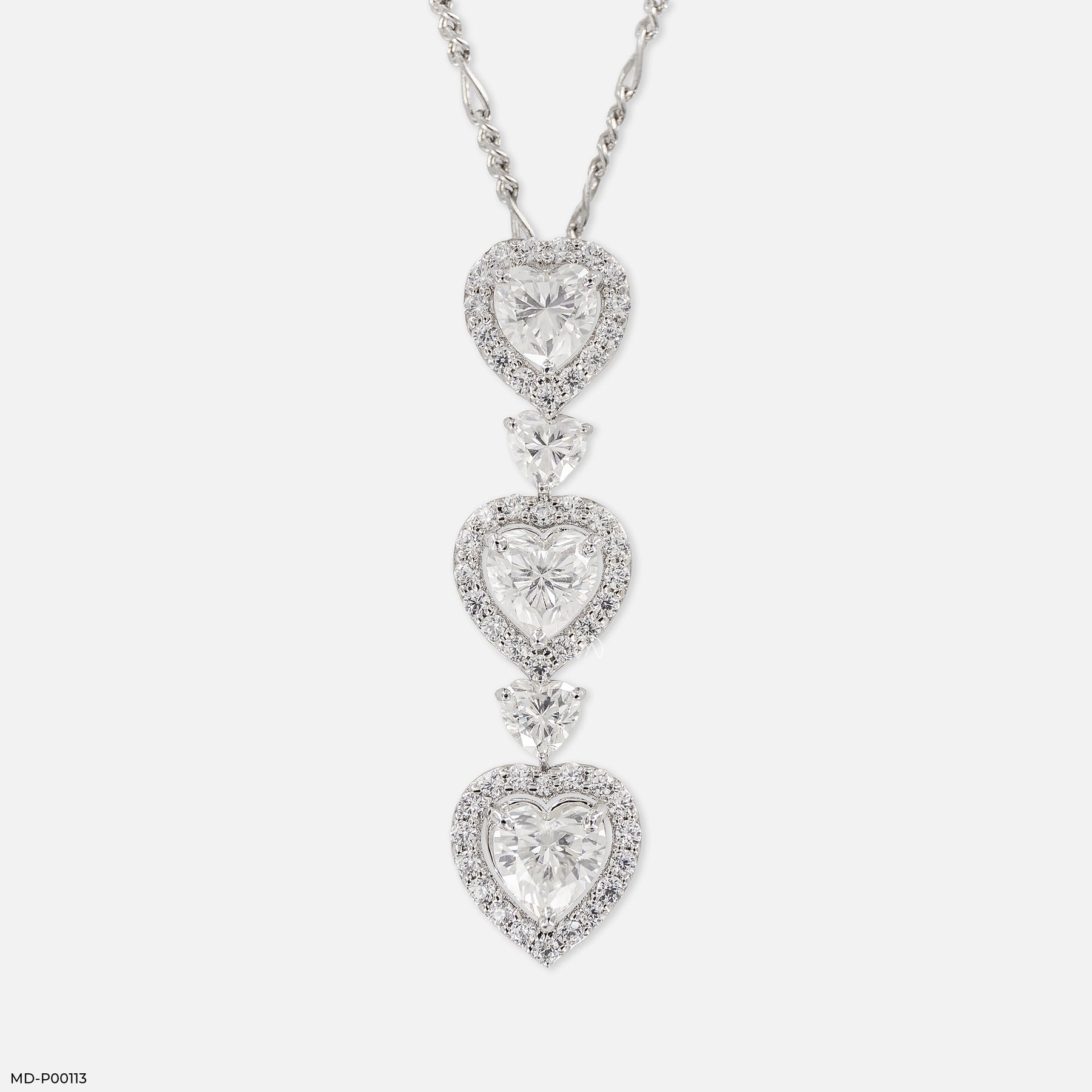 2 Carat Heart Fall Pendants 14K White Gold