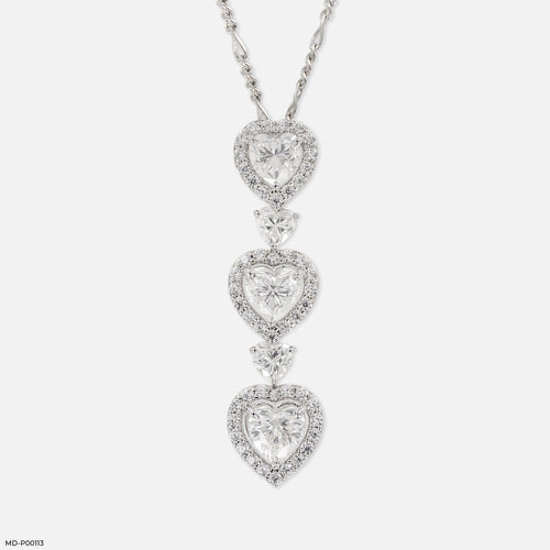 2 Carat Heart Fall Pendants 9K White Gold