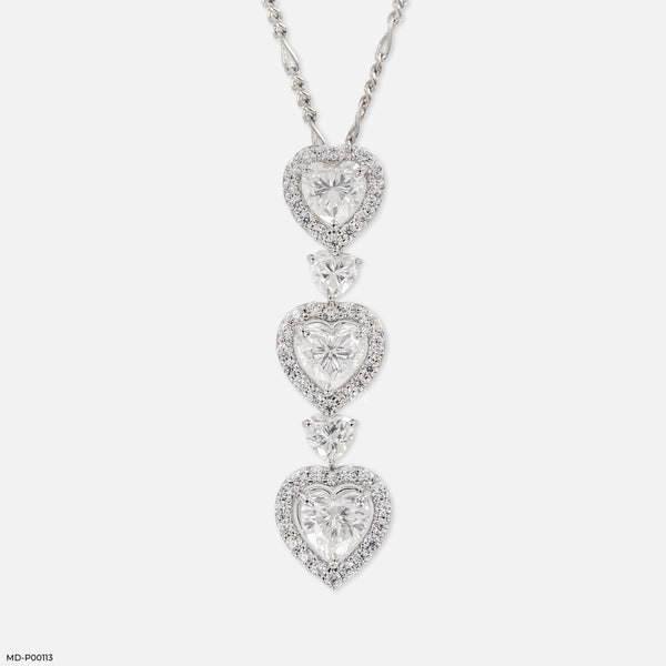 2 Carat Heart Fall Pendants 14K White Gold