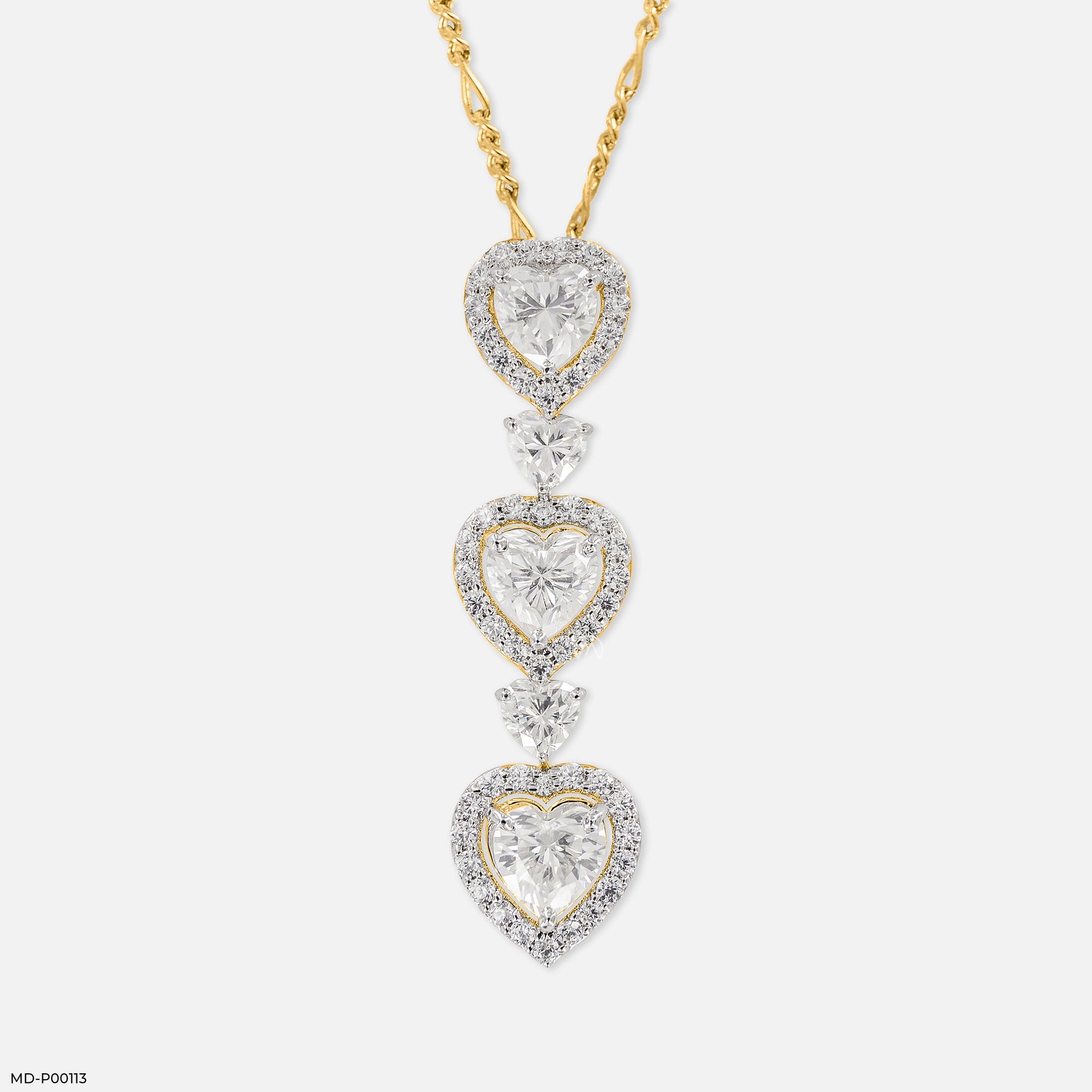 2 Carat Heart Fall Pendants 14K White Gold