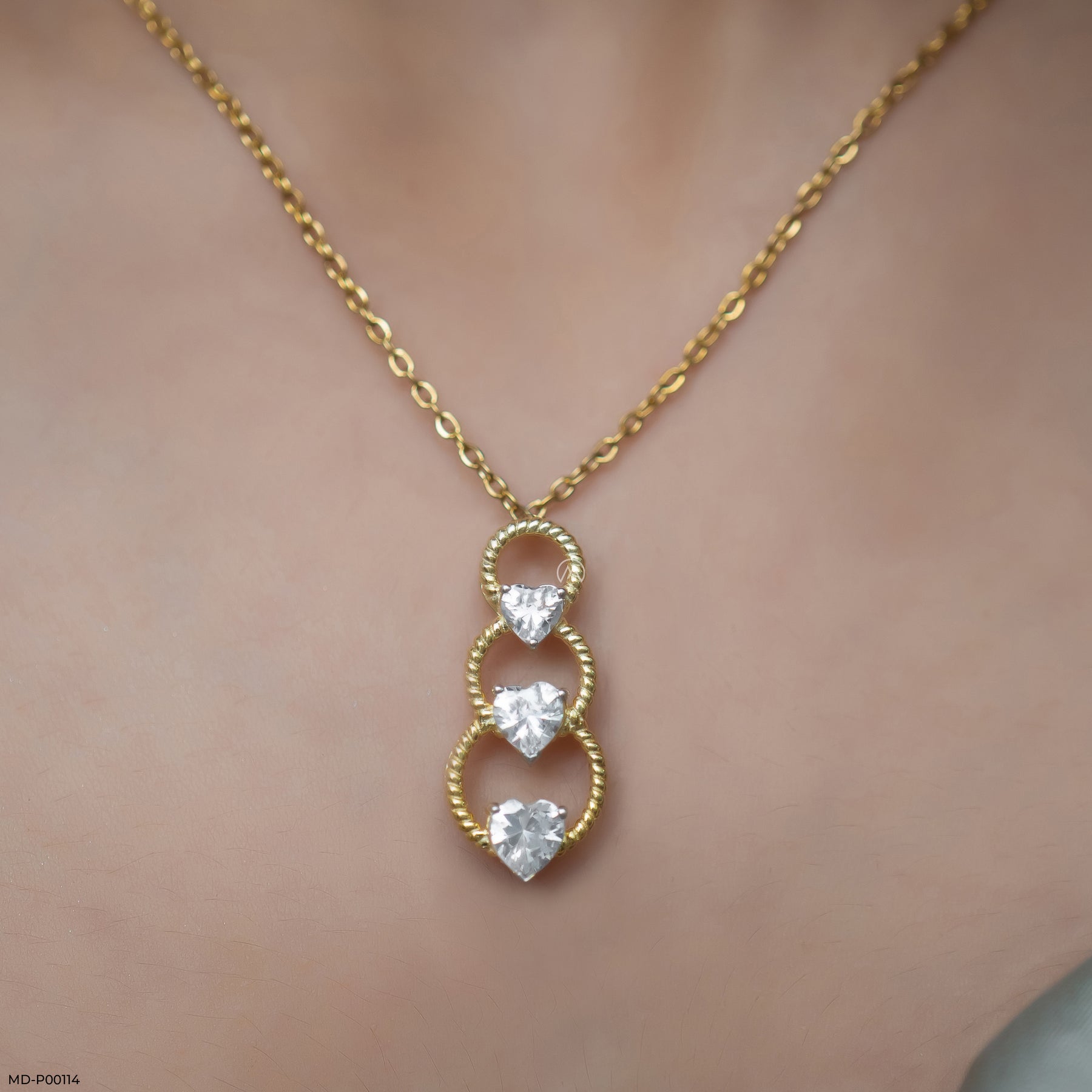 1.5 Carat Hearts Entwined Pendants 14K Yellow Gold