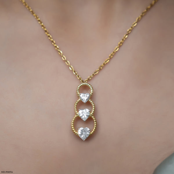 1.5 Carat Hearts Entwined Pendants 14K Yellow Gold