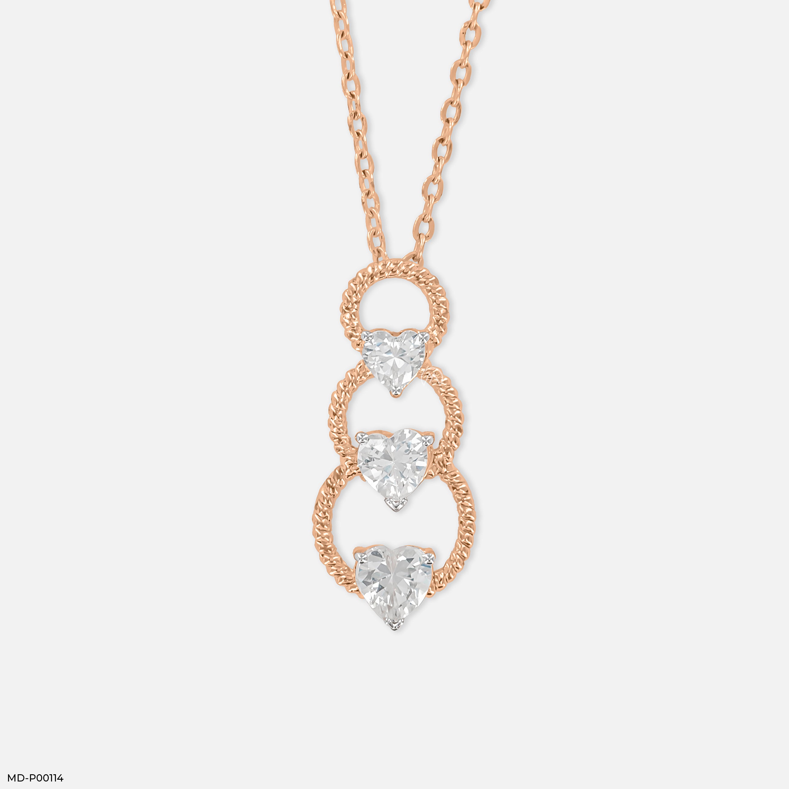 1.5 Carat Hearts Entwined Pendants 14K Rose Gold