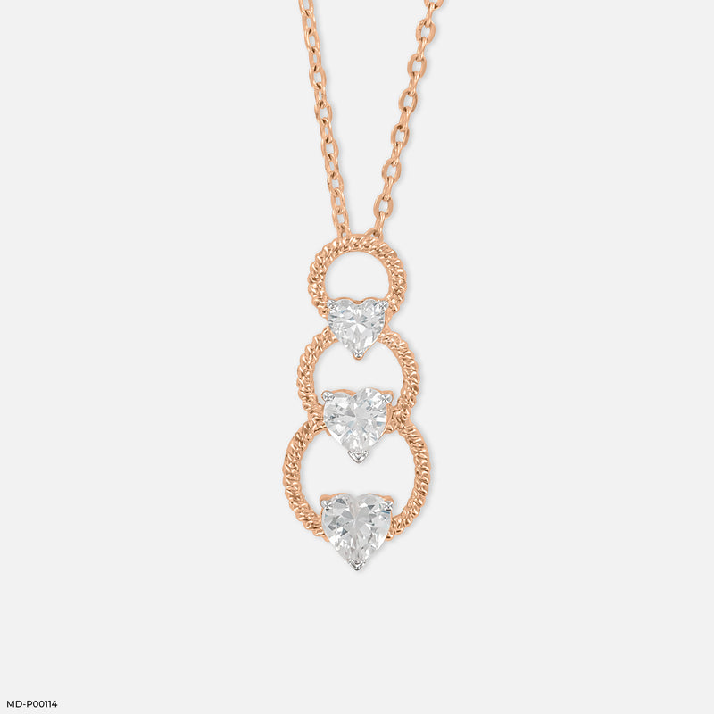 1.5 Carat Hearts Entwined Pendants 18K Yellow Gold