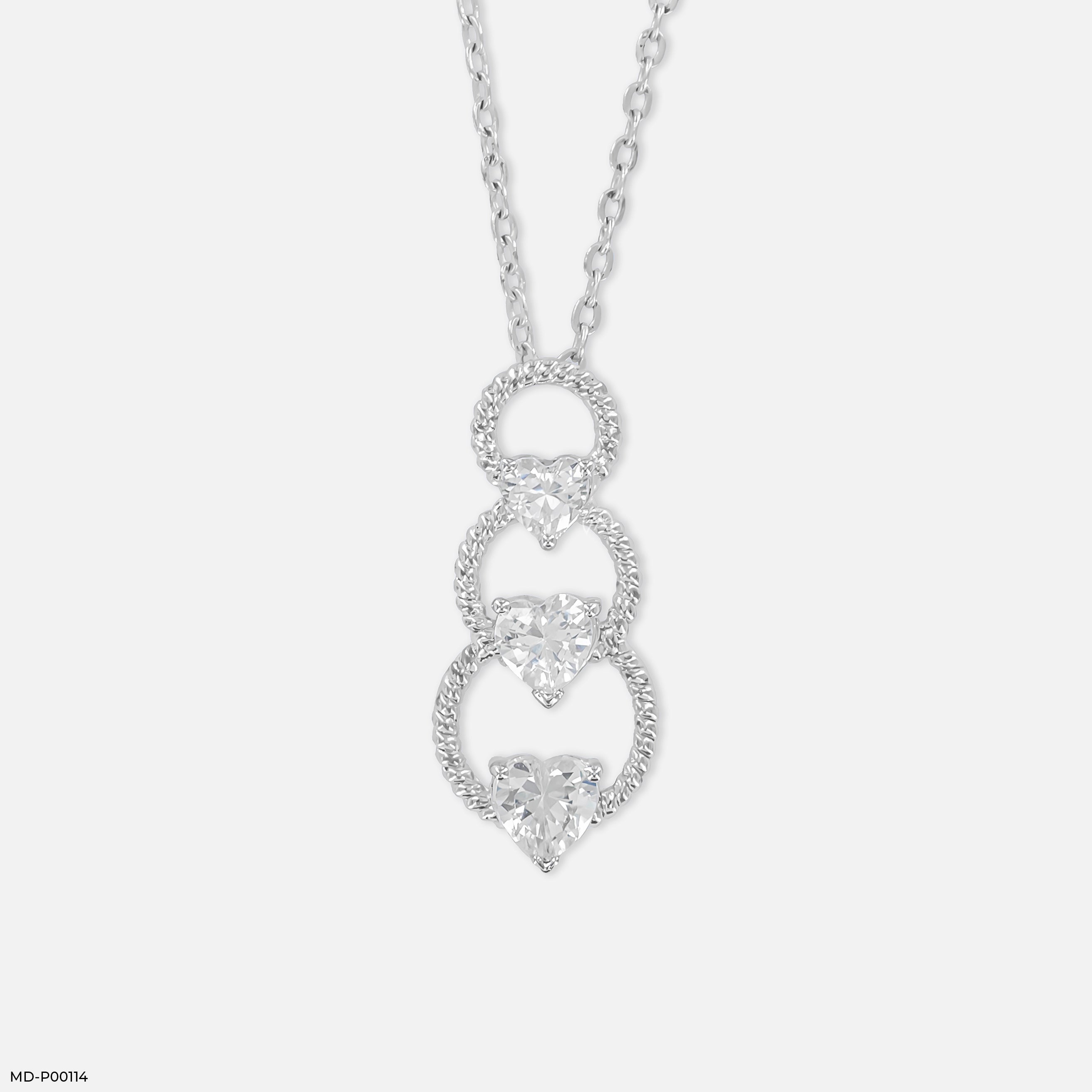 1.5 Carat Hearts Entwined Pendants 14K White Gold
