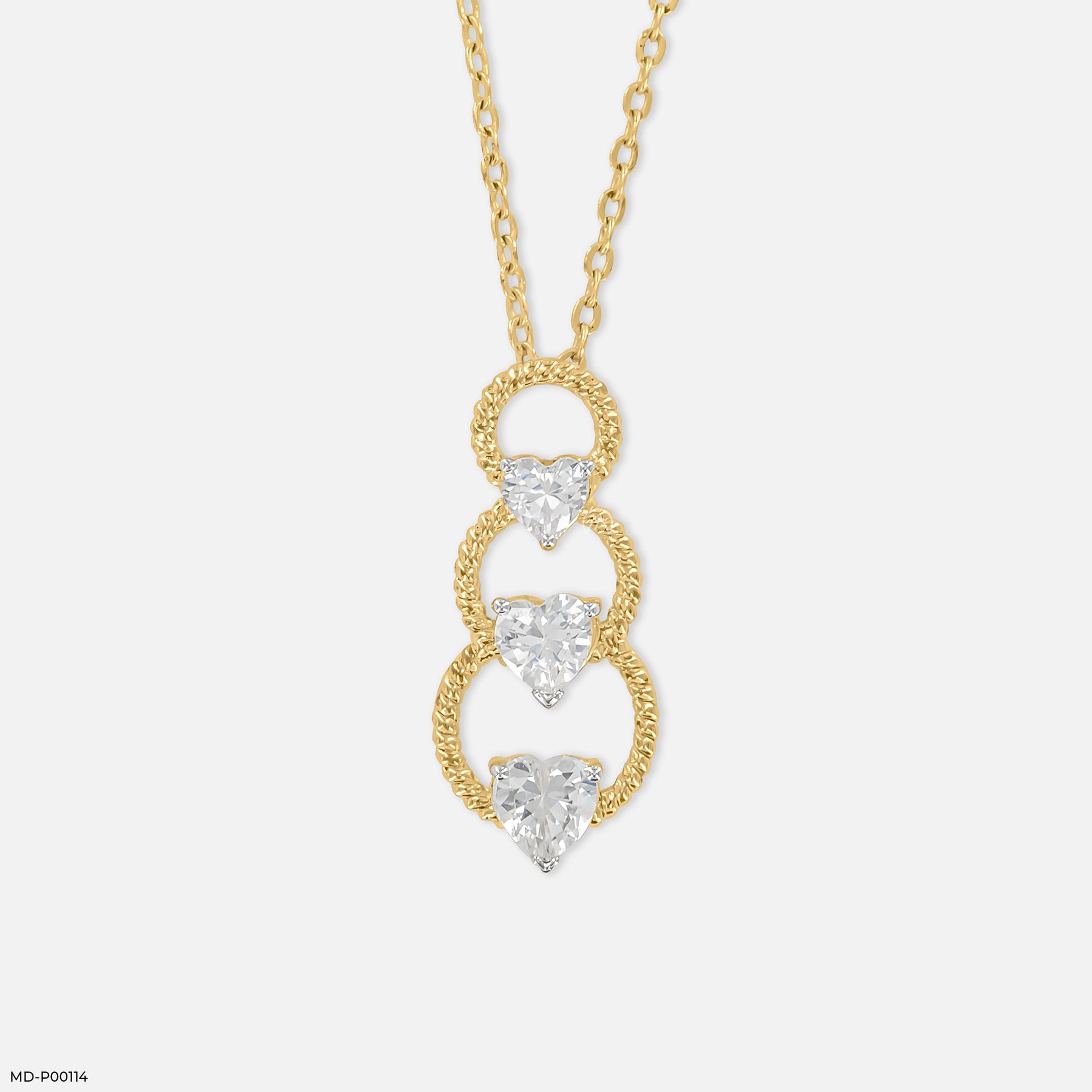 1.5 Carat Hearts Entwined Pendants 14K Yellow Gold