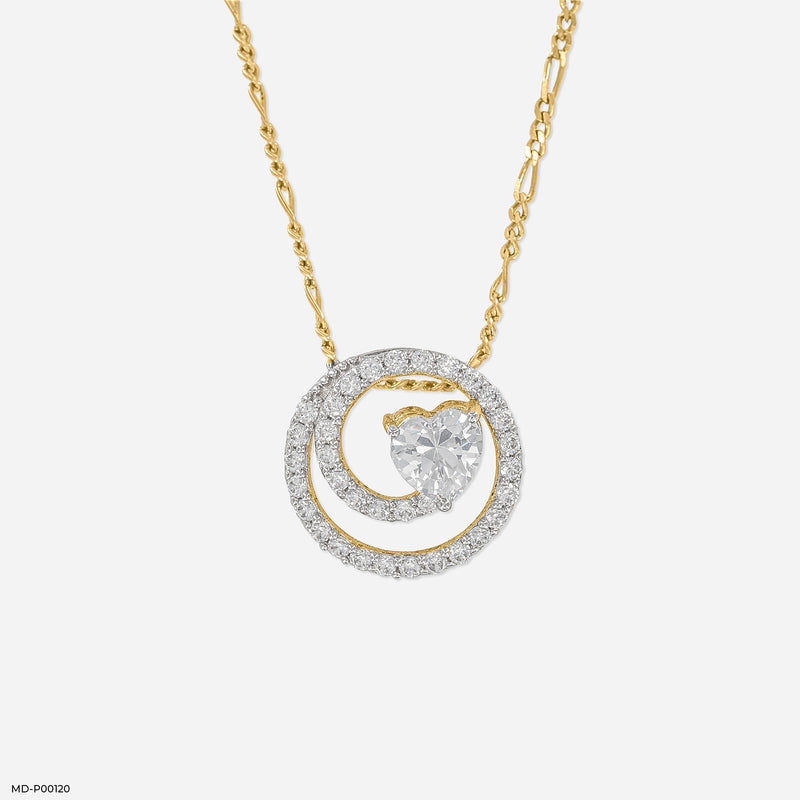 1 Carat Lover’s Spiral Pendants 18K Yellow Gold