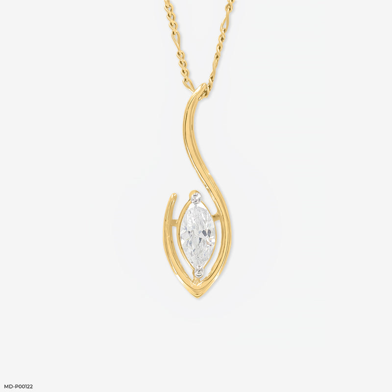 1 Carat Flame of Grace Pendants 14K Yellow Gold