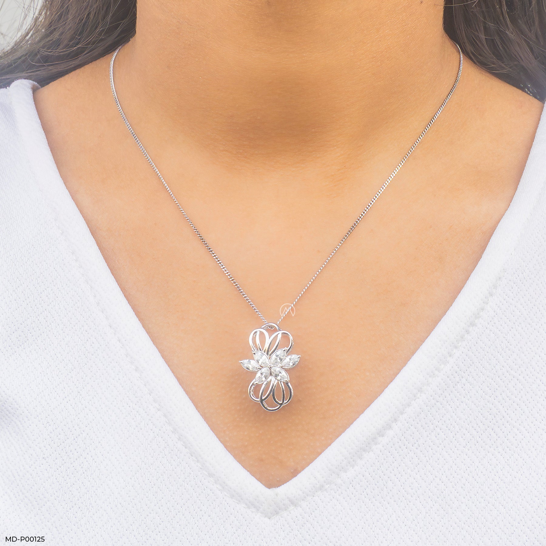 1.5 Carat Golden Blossom Pendants 9K White Gold