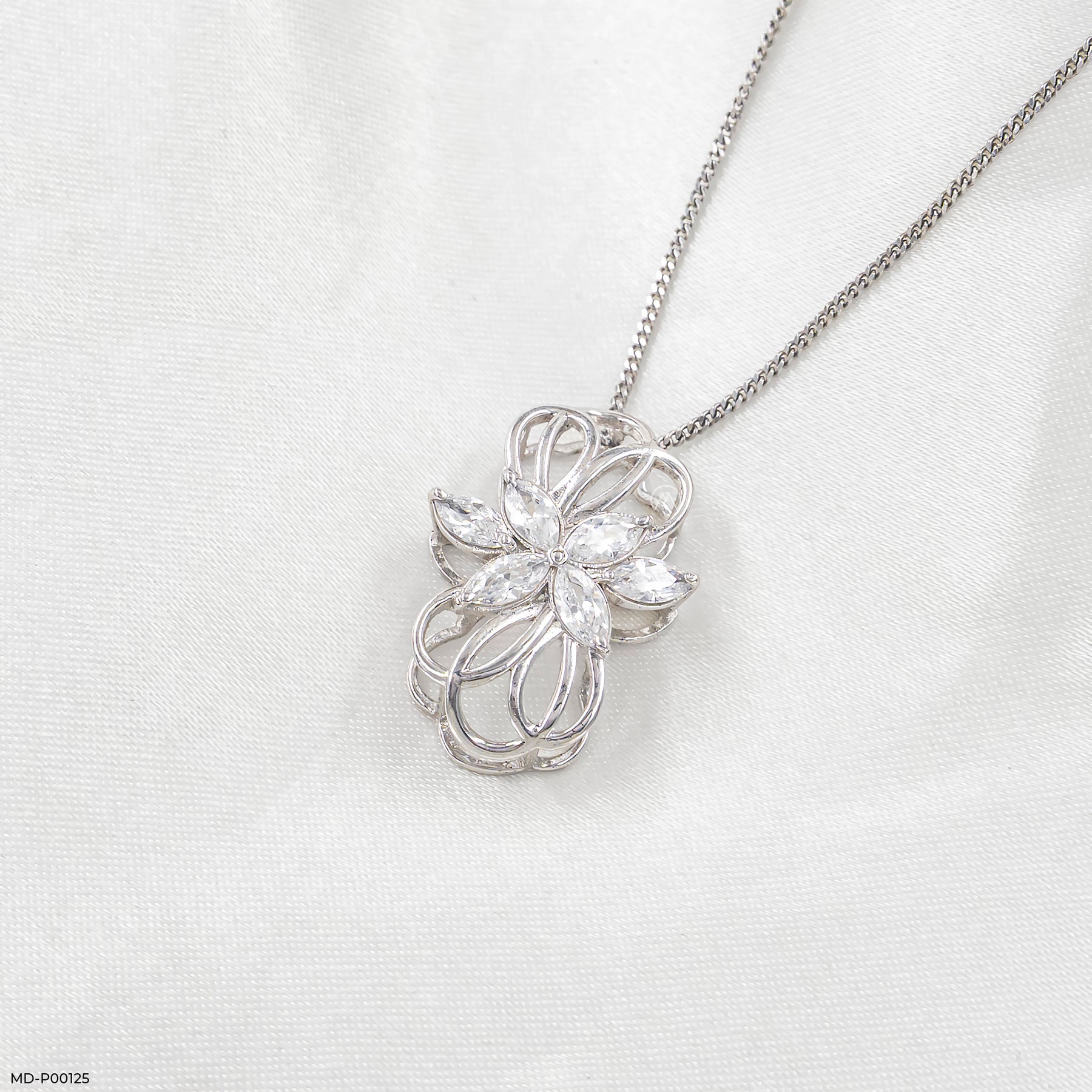 1.5 Carat Golden Blossom Pendants 9K White Gold