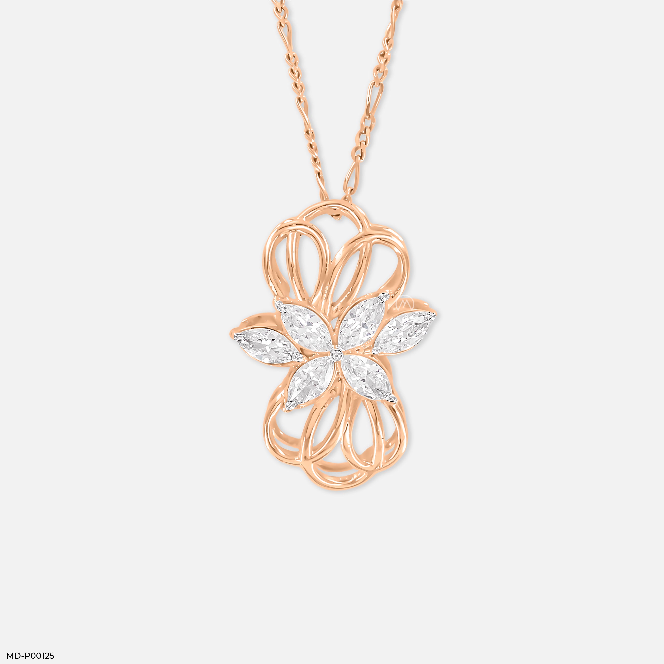 1.5 Carat Golden Blossom Pendants 14K Rose Gold