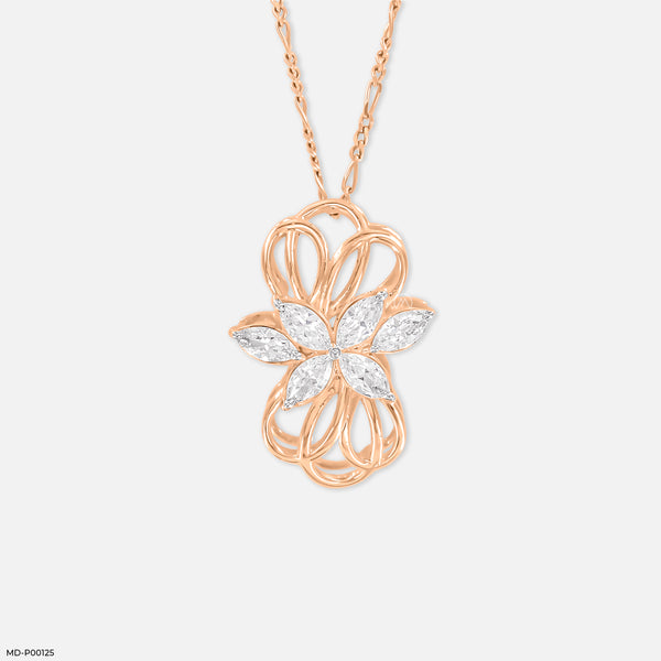 1.5 Carat Golden Blossom Pendants 14K Rose Gold