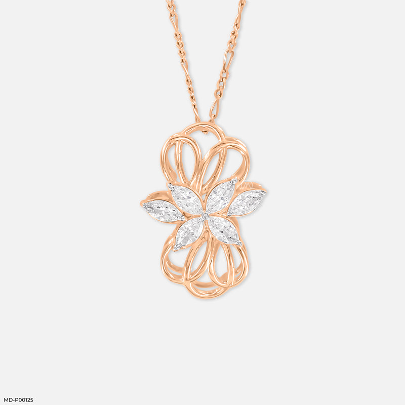 1.5 Carat Golden Blossom Pendants 14K Rose Gold