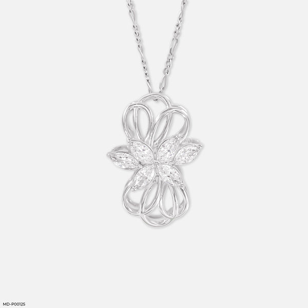 1.5 Carat Golden Blossom Pendants 14K White Gold