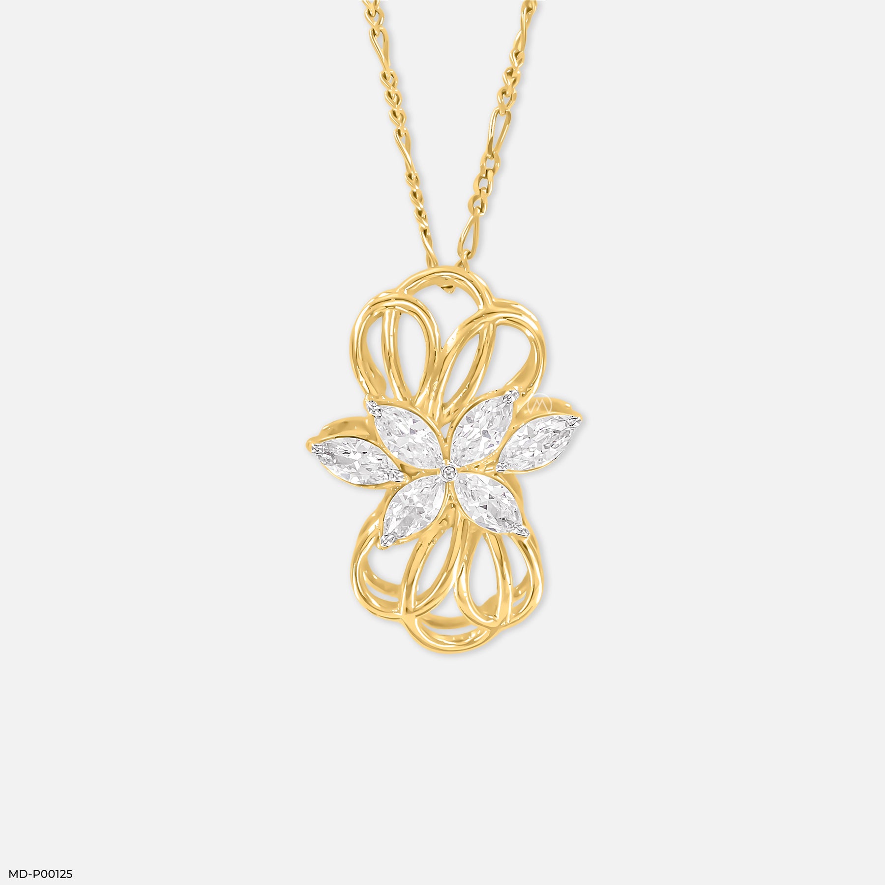 1.5 Carat Golden Blossom Pendants 9K White Gold
