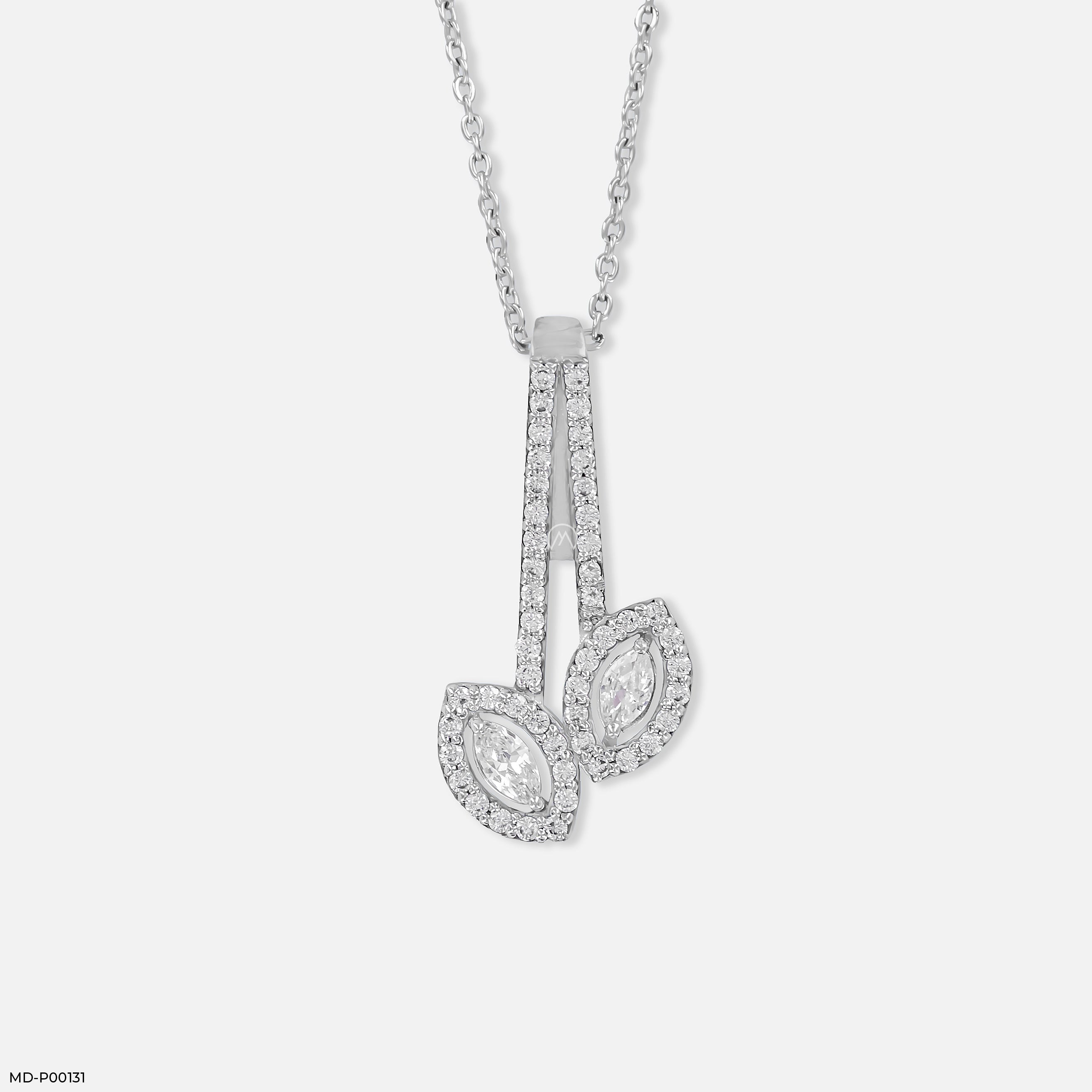 1 Carat Twin Sparkle Pendants 9K White Gold