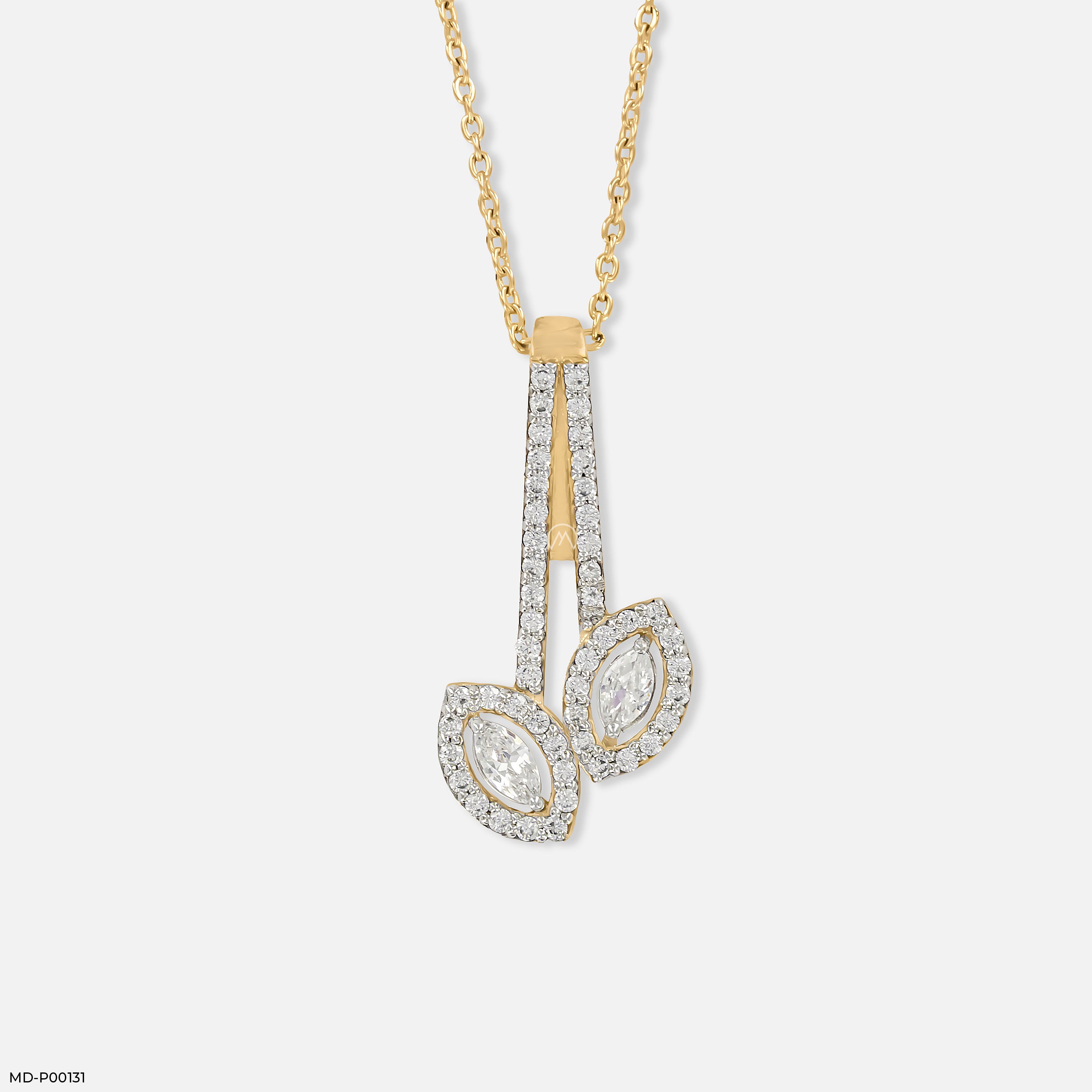 1 Carat Twin Sparkle Pendants 18K Yellow Gold