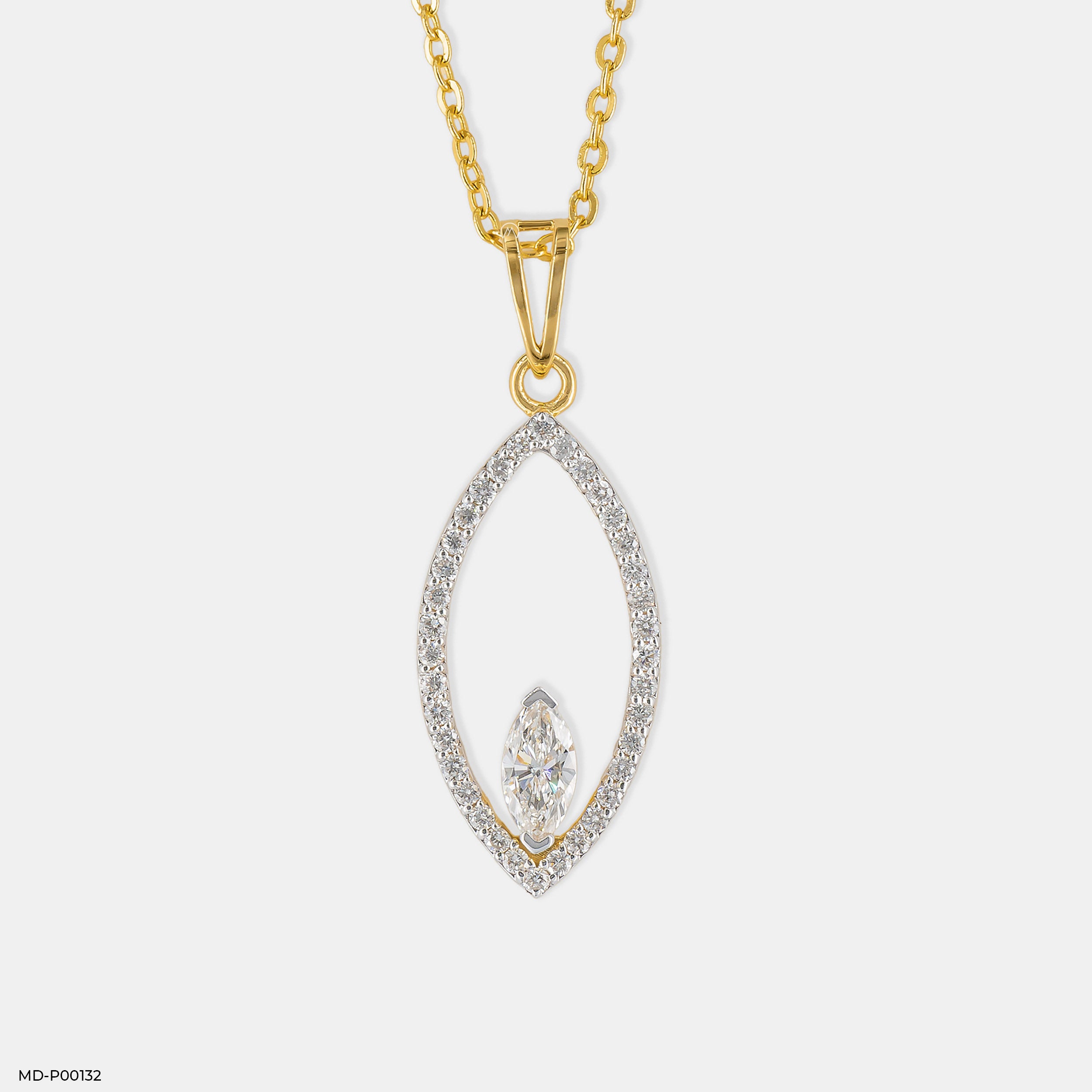 0.50 Carat Marquise Solitaire Terra Pendant 14K Yellow Gold