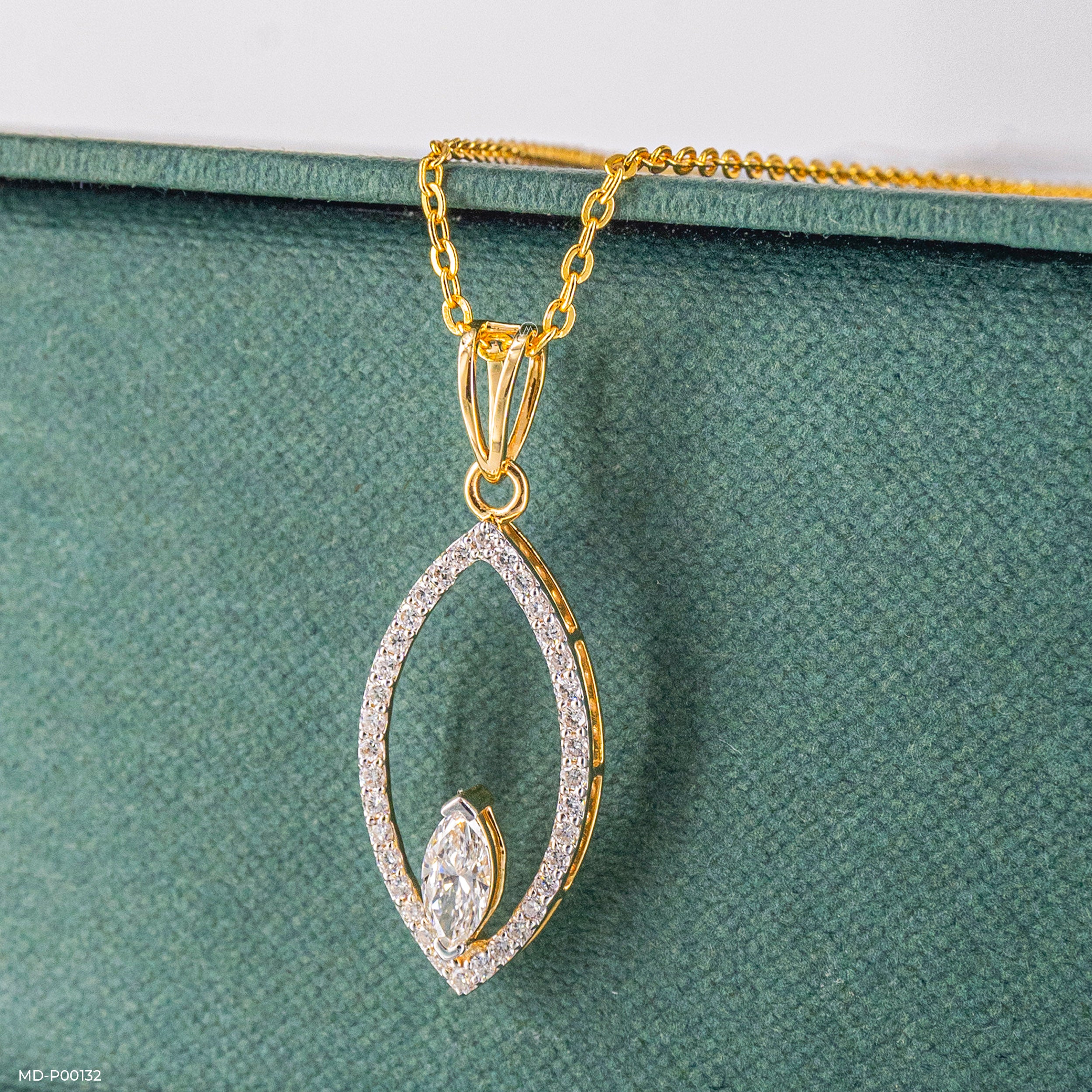 0.50 Carat Marquise Solitaire Terra Pendant 14K Rose Gold