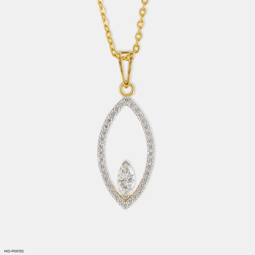 0.50 Carat Marquise Solitaire Terra Pendant 14K Yellow Gold